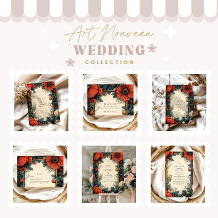 Vintage Floral Wedding Art Nouveau Thank You Card
