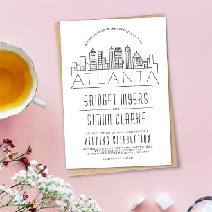 Atlanta Rehearsal Dinner   City Skyline Invitation