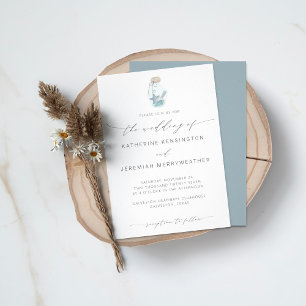 Elegant Beach Seashell Modern Script Wedding Invitation