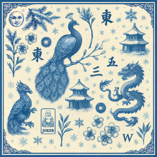 Holiday Cards Featuring Mahjong Toile & Charm