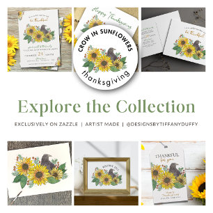 Family Thanksgiving Crow in Sunflowers Napkin