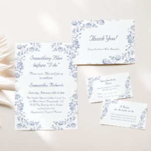 Chinoiserie Floral Something Blue Thank You Card