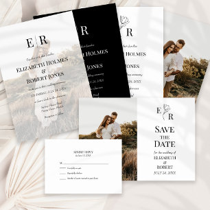 Modern Elegant Monogram Custom Photo Wedding  Invitation