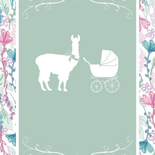 Llama Baby Shower Cute Blue Boy Invitation