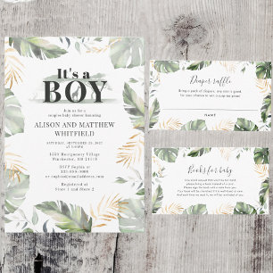 Safari Palm Leaves Baby Shower Diaper Raffle Enclosure Card