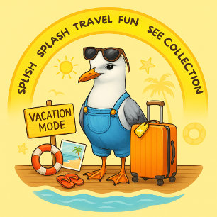 Splish Splash funny summer Seagull vacation  Two-Tone Coffee Mug