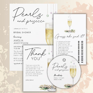 Pearls And Prosecco Elegant Greenery Bridal Shower Classic Round Sticker