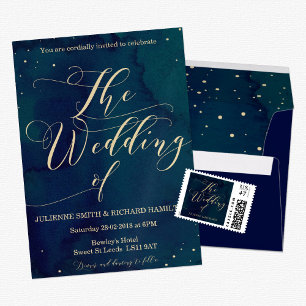 Snowy Night Elegant Winter Wedding Invitation