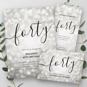 Modern Silver Glitter Lights 40th Birthday  Napkin