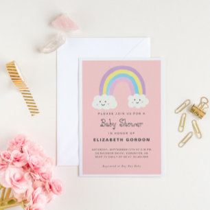 Rainbow Baby Shower Boy Blue Cute Kawaii Modern Postcard