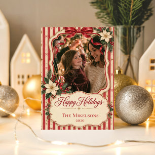 Coquette Retro Candy Stripe Christmas Invitation