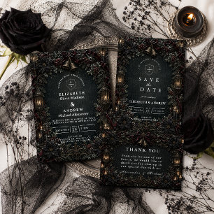 Gothic Goth Winter Wedding Save The Date