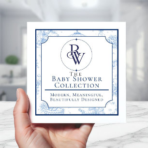 Blue Toile de Jouy Baby Shower Paper Plates