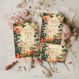 Vintage Rose Garden Wedding Thank You Card