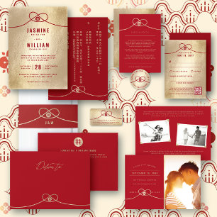 Red Knot Union Double Happiness Wedding Address Label
