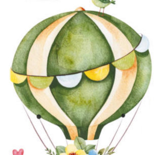 Sage Green Hot Air Balloon Floral Girl Baby Shower Invitation