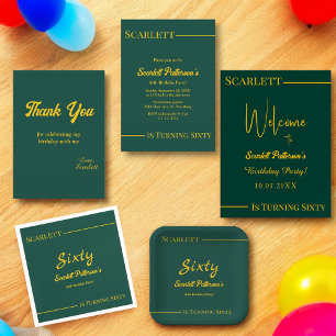 Elegant Luxury Green And Gold Modern Birthday Thank You Card