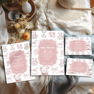 Pink Toys Toile De Jouy Baby Shower Napkin