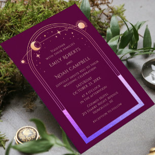 Mystical Chic Fuchsia Gold Bridal Shower Invitation