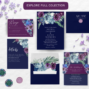 Bright and bold floral Magenta Winter Wedding Save The Date