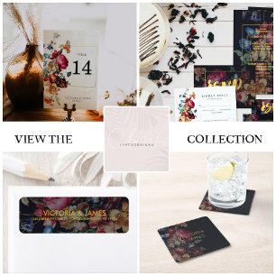 Dark Vintage Floral Wedding Invitation