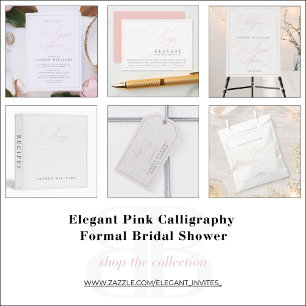 Elegant Pink Calligraphy Recipe for the Bride Enclosure Card