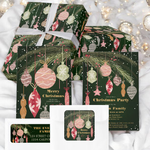 Festive Ornaments Merry Christmas Illustrations Holiday Card