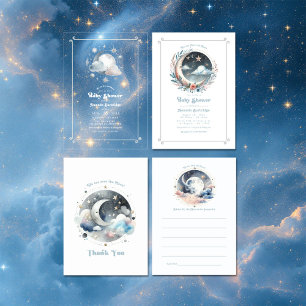 Over the Moon Celestial Baby Shower Acrylic Invitations