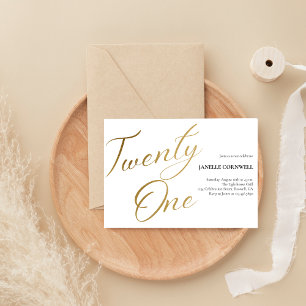 Minimalist Script white and Gold 21st Birthday Mug