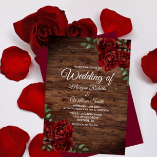 Romantic Rustic Red Rose Vow Renewal Invite