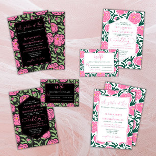 A Garden of Love. Pink Peony Flowers Wedding Invitation