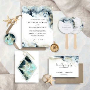 watercolor waves and sand (no ENV needed) All In One Invitation