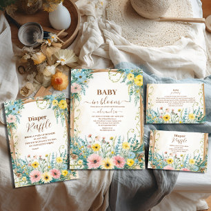 Baby In Bloom Blush & Teal Spring Floral Shower Invitation