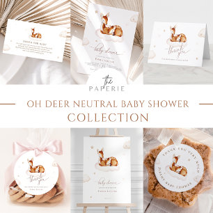 Oh Deer Gender Neutral Watercolor Baby Shower Thank You Card