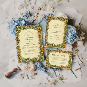 Golden Citrus Garden Wedding Save The Date