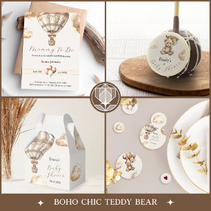 Boho Teddy Bear Air Balloon Clouds Baby Shower Confetti