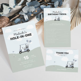 Boys' Hole-In-One Golf 1st Birthday Thank You Card