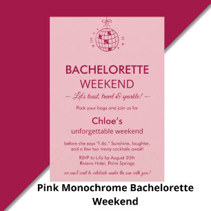 Modern Minimalist Bachelorette Weekend   Pink  Water Bottle Label