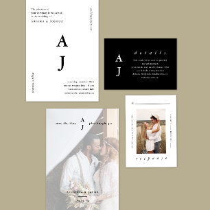 Minimal Monogram Photo Terracotta Wedding All In One Invitation