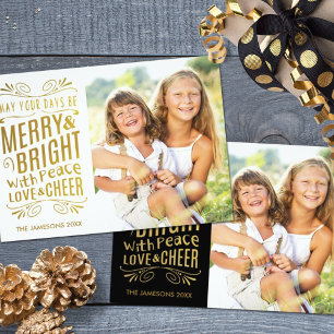 Faux Gold Foil Design Photo Holiday Card / White