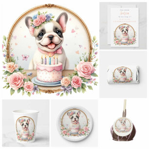 Cute Pastel Puppy French Bulldog - Birthday  Invitation