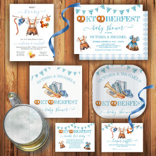 Oktoberfest Pretzel lederhosen Baby Shower Invitation