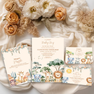Tropical Jungle Safari Animals Boy Baby Shower Napkin