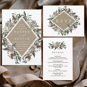Rustic Floral Fall Winter Wedding Details Enclosure Card
