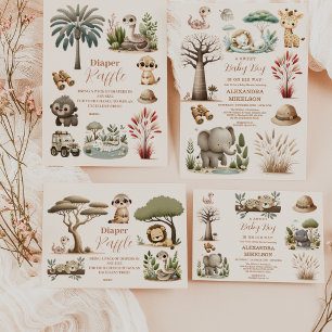 Tropical Jungle Safari Animals Boy Baby Shower Napkin