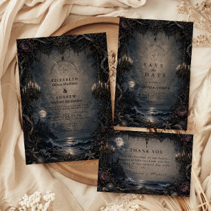 Dark Romantic Goth Beach Wedding Save The Date