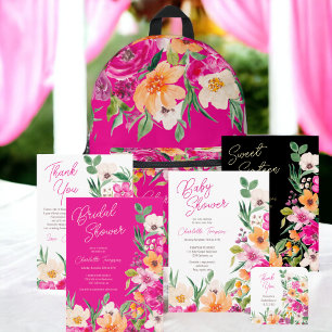 Bright bold wild flowers script Sweet 16