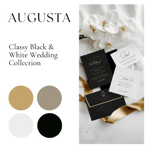 Minimal Calligraphy Black & White Classic Wedding Invitation