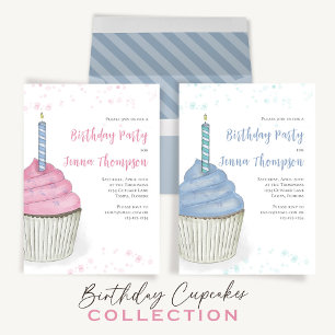 Cute Watercolor Cupcakes QR Code Social Media  Invitation