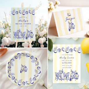 La Dolce Vita Italian Lemon Yellow Bridal Shower Thank You Card